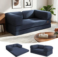 COMAX Folding Sofa Bed Queen 4-in-1 Foldable Floor Couch Convertible Futon Sofa with Armrests Sleeper Mattress Fold Out Chair Bed Lounge Guest for Living Room Navy Blue