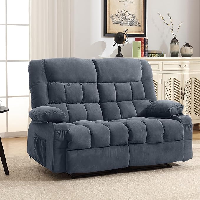 Manual Loveseat Recliner2 Seat Recliner Sofa Chair with 2 Cup Holders for AdultsCouch Set for Living Room BedroomOffice