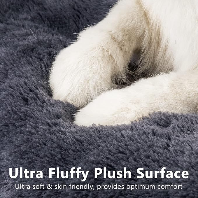 JOEJOY Dog Bed Crate Pad Deluxe Plush Washable Dog Beds Fulffy Soft Kennel Pad Anti-Slip Pet Sleeping Mat for Medium Small Dogs 29 x 21 Grey