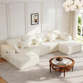 129 U Shape Sectional Sofa 6 Seat Memory Foam Cloud Couch No Assembly Required Oversized Chaise Modular Couches for Living Room Office Apartment - Left/Right Facing Chaise White