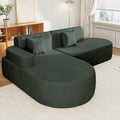 MELLCOM Modern Curved Boneless Sofa Couch L-Shaped Corner Sofa No Assembly Needed Chenille Upholstered Cloud Sectional Couch for Living Room Bedroom and Apartment (Green Left Hand Facing)
