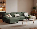 Furniwell Convertible Sectional Sofa Couch 4 Seat Sofa Set for Living Room U-Shaped Modern Fabric Modular Sofa Sleeper with Double Chaise &amp Memory Foam (Corduroy Deep Green)