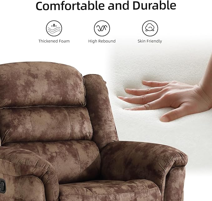 EBELLO 2 Pieces Reclining Couch Furniture Set Soft Fabric Manual Recliner Sofa Home Theater Seating Manual Recliner and Wide 3PC Bonded Sofa Set for Living Room Brown