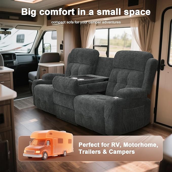 Recliner Sofa Fabric Reclining Sofa 3 Seater Massage Flip Back Sets with Heavy Weight Capacity RV Loveseat Clearance Recliner Couch with Storage Cup Holders Wall Hugger Couches for Living Room