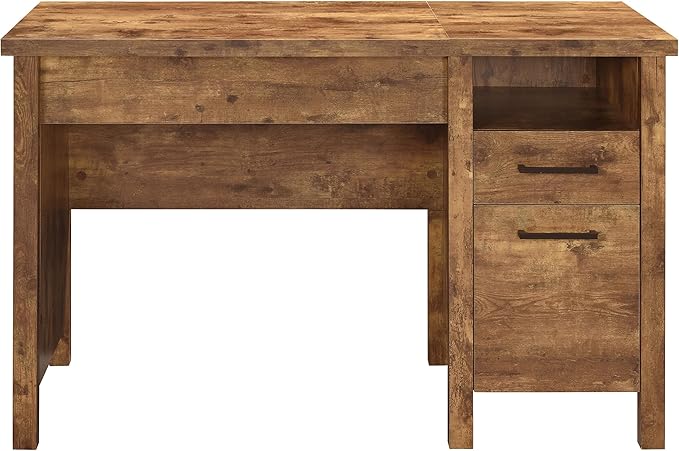 Coaster Home Furnishings - Delwin - Engineered Wood - 47-Inch Lift-Top Computer Desk with Drawers &amp File Cabinet Drawer Without Keyboard Tray Farmhouse Style - Home Office - Rustic Nutmeg - 8812