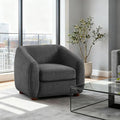 VANOMi Accent Living Room Chairs Mid Century Modern Armchair with Cushion Sherpa Comfy Chair for Bedroom Reading Nook Apartment Dark Grey