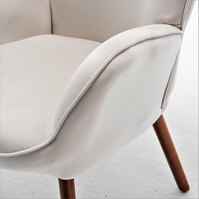 Chic Accent Arm Chairs for Living Room Bedroom or Home Office Button-Tufted Midcentury Armchair with Wingback Design and Splayed Legs Ivory