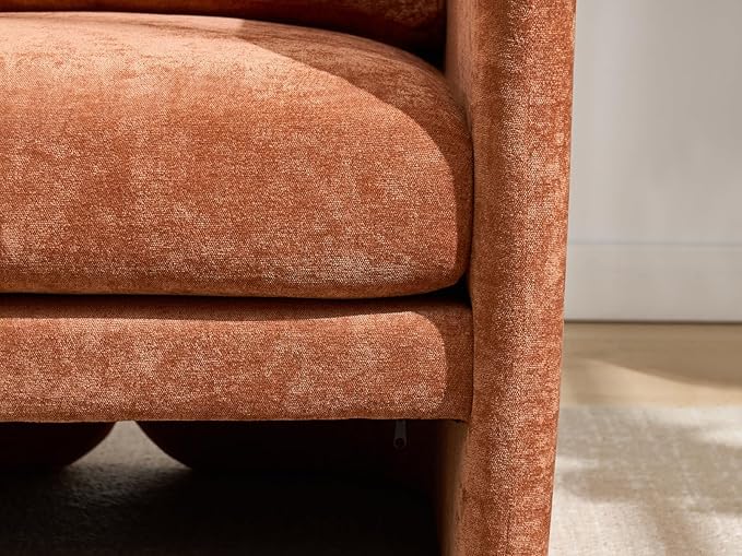 Modern Barrel Accent Chair Mid-Century Beige Chenille Fabric Armchair for Living Room Comfy Upholstered Reading Accent Chairs Single Sofa Chair for Bedroom Waiting Room Office1 PCS Orange
