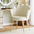 Furniliving Velvet Vanity Chair Shell Accent Chair for Living Room Upholstered Accent Chair with Gold Metal Legs Makeup Chair for Vanity Armchair Guest Chairs Side Chair for Bedroom (Khaki 1)