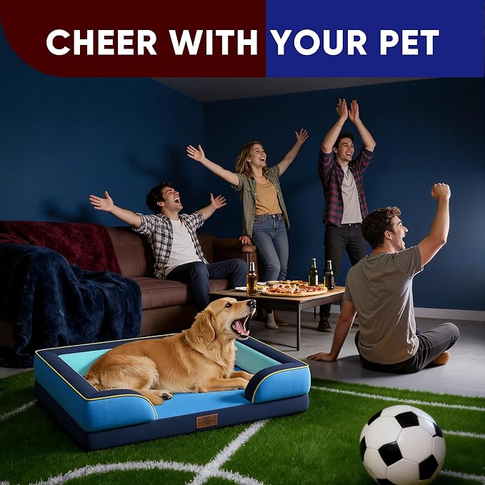 Comfort Expression Orthopedic Dog Bed for Large Dogs 36x27 Inch Waterproof Egg Crate Foam Large Pet Bed with Removable Bolsters Dog Couch with Washable Cover &amp Non-Slip Bottom New Jersey