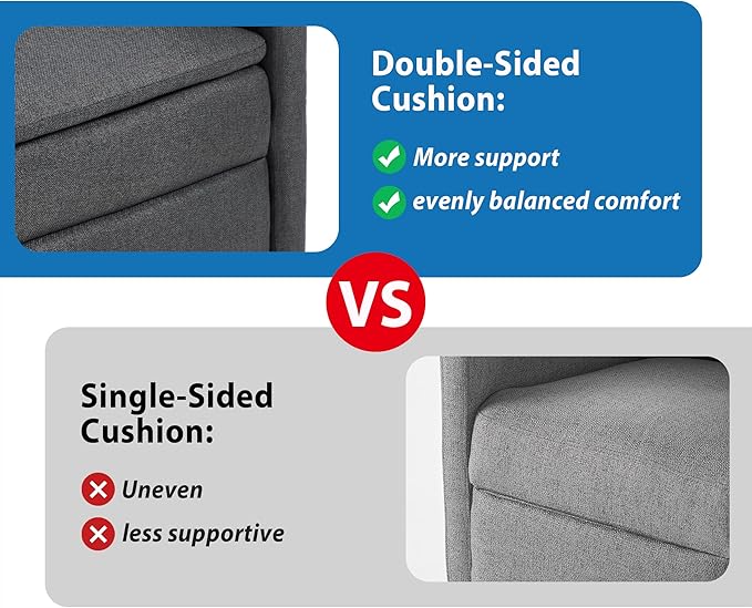 Swivel Rocking Recliner Chair for Adults Upholstered Fabric Glider Recliner Reclining Chair with Side Pockets and Double-Thick Cushion for Living Room Bedroom Nursery (Grey)