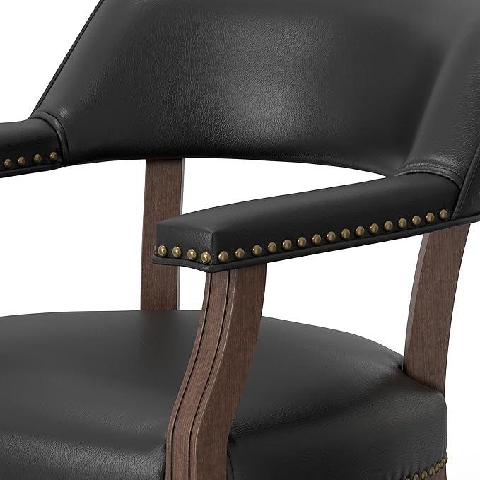 Modern Accent Chair Upholstered PU Leather Barrel Armchairs with Rubberwood Legs Comfy Lounge Arm Chair Hollow-Out Side Club Chair for Living Room Bedroom Office (Black)