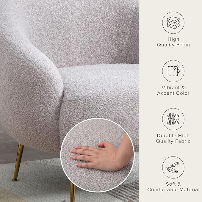 Modern Comfy Leisure Accent Chair Short Plush Particle Velvet Armchair with Ottoman for Living Room
