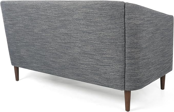 Charcoal Fabric Loveseat Tub-Shaped 2-Seater Sofa with Button-Tufted Stitch Contemporary Living Room Furniture with Birch Wood Legs Cozy Lounge Chair