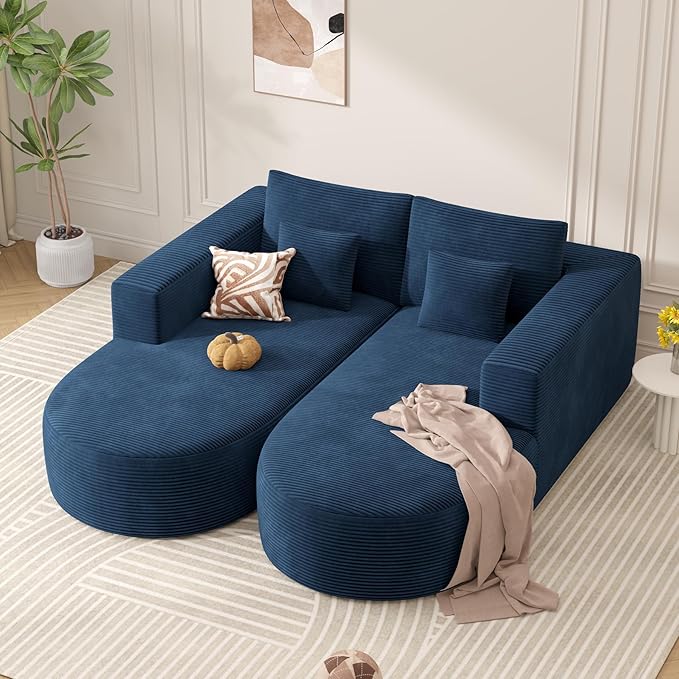 Modular Sectional Sofa BedConvertible Cloud Couches for Living Room2 Chaise Corduroy Boneless Couch Sleeper Sofa SetOversized Chaise Lounge Chair for BedroomNo Assembly RequiredBlue 1PCS
