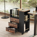 Mobile File Cabinet with 3 Drawers 20 Wood Lateral Filing Cabinet with Lockable Wheels Fit Letter/A4 Size or Home Office Utility Cart with Open Storage Shelf Black Walnut