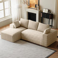 Modular Sectional Sofa Cloud Couch 107 Comfy L Shaped Sectional Couches for Living Room Modern Deep Seat Cozy Fluffy Corduroy Boneless Couch Sectionals Sofa with Chaise (Left Facing Beige)