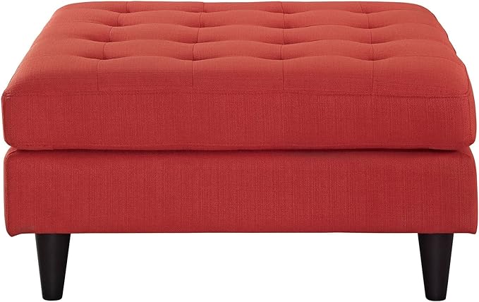 Modway EEI-2139-ATO Empress Mid-Century Modern Upholstered Fabric Large Ottoman In Atomic Red Orange
