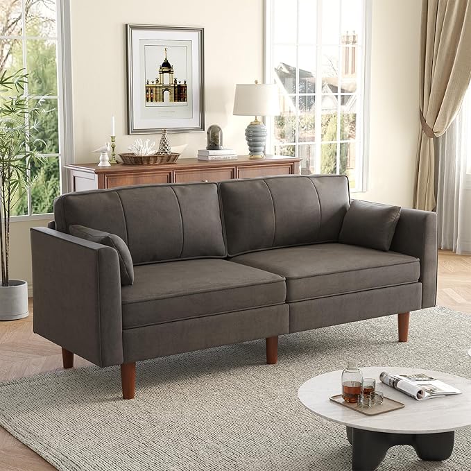 ONBRILL 71 Futon Sofa BedConvertible Sleeper Couch with Adjustable Backrest Folding Loveseat for Apartment Living Room Office Faux LeatherBrown