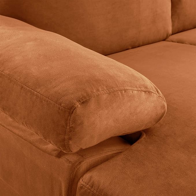 Casa Andrea Milano Modern Large Velvet L-Shape Sectional Sofa with Extra Wide Chaise Lounge Couch