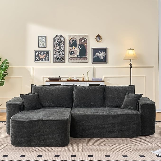 KEIKI 104 L Shaped Sectional Sofa with Chaise Extra Deep Seats Cloud Couch No Assembly Modular Corner Couch for Relaxing Living Room Apartment Family Lounge Modern Oversized Comfortable Sofa