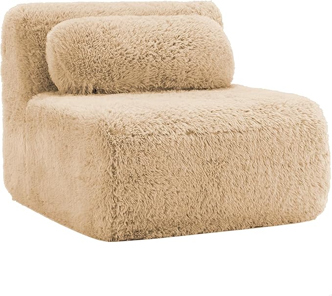 34.3 Armless Sectional Couches for Living Room - Cloud Modular Couch Boneless Plush Sofa with Deep Seat &amp Support Pillow - Camel
