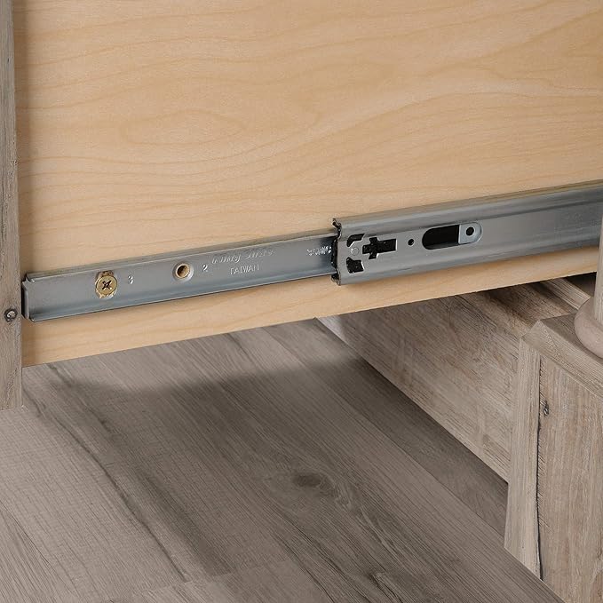 Sauder Palladia Computer Desk with Drawers Home Office Desk with File Cabinet Storage Drawer Cable Management Keyboard Tray in Split Oak Finish