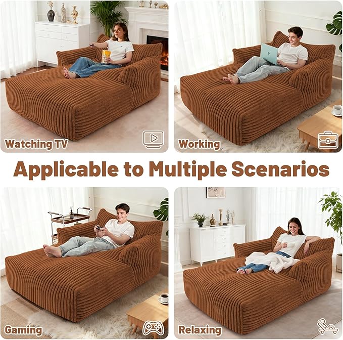 HABUTWAY Comfy Floor Sofa Giant Plush Reading Chair Indoor Cozy Couch with Armrests Oversized Couch Upholstered Boneless Sofa Portable Cloud Couch Accent Chair for Living Room Bedroom (Brown)