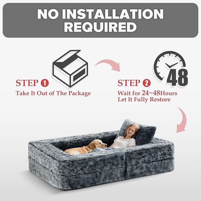 HABUTWAY Convertible Sofa Bed 3-in-1 Futon Sofa Bed with Pillow Foldable Pull Out Floor Sofa Bed with Removable Cover Plush Boneless Couch for Living Room/Bedroom/Dorm