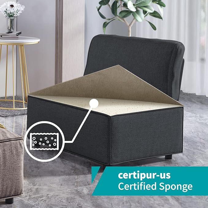 BALUS 120 Sectional Sofa for Living RoomU Shaped Modular Sofa Couch with Ottoman 6-Seat Oversized Sleeper Sofas Deep Seat for Apartment Home OfficeLinen Fabric Gray