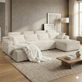 134 U-Shape Oversized Cloud Boneless Sofa Couch with Chaise Modern Modular Sectional Comfy U-Shape Cloud Couch Deep Seat No Assembly Required (White) | Boneless Sofa Ergonomic Design