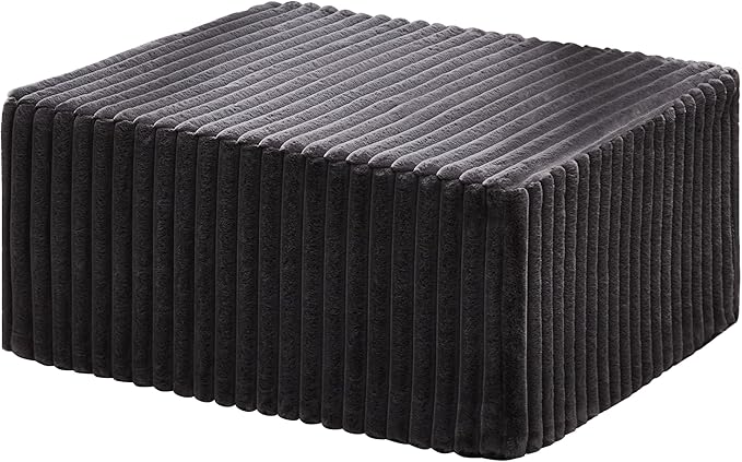 Hobestluk Rectangle Ottoman Memory Foam Footrest for Couch with Removable Cover Large Floor Seating for Adults Ottoman Coffee Table for Living Room Bedroom or Office (Strip Grey Footrest)