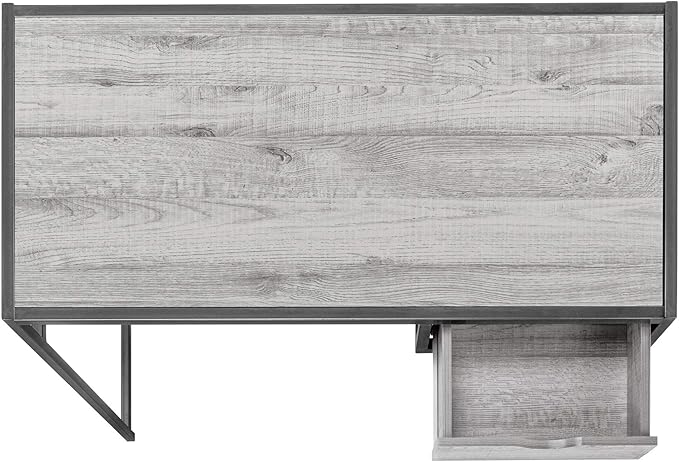 Computer Desk Home Office Laptop Storage Drawer 42 l Work Grey Laminate Black Metal Contemporary Modern
