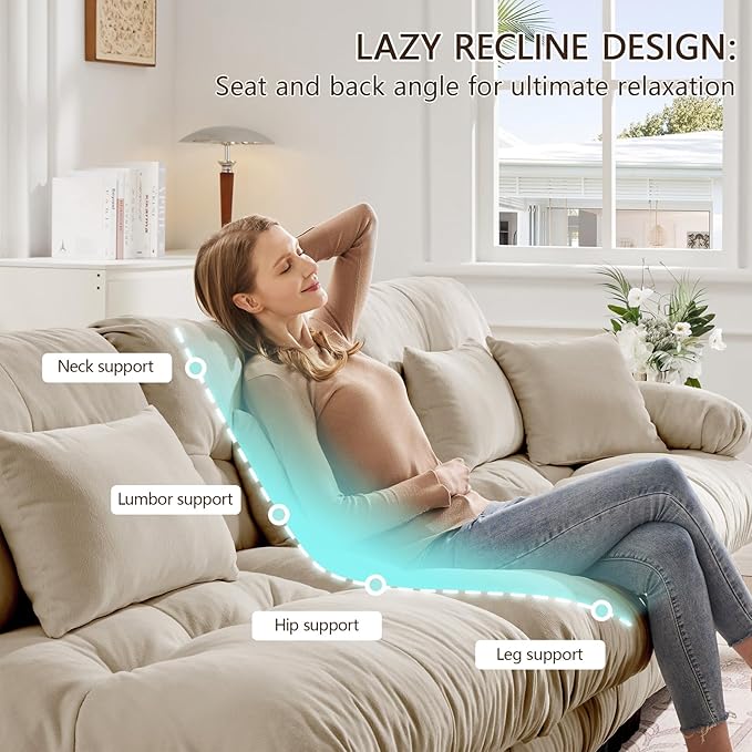 173.2 Oversized U Shaped Couch Chenille Modular Sectional Sofa 4 Seater Deep Seat Sofa with 2 Movable Ottoman Cloud Couch with Thick Seat Cushion Sectional Couches for Living Room Light Coffee