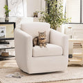 COLAMY 360° Swivel Accent Chair No-Sag Foam &amp Sturdy Metal Base Fully Assembled Living Room Armchair with Pillow Swivel Accent Single Sofa for Bedroom Living Room Reading Room Beige
