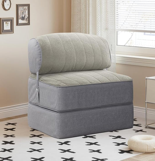 Daneey Convertible Folding Sofa Bed Folding Chair Bed Convertible Chair Bed Sleeper and Fold Out Couch Foam Floor Sofa Couch Bed Futon Sofa Bed for Bedroom/Living Room/Dorm Gray