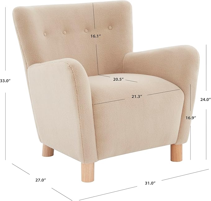 SAFAVIEH Couture Collection Carey Tan Faux Shearling Accent Chair (Fully Assembled)
