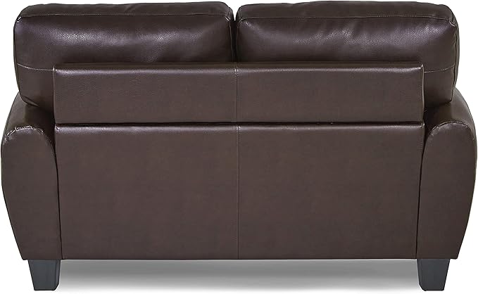Homelegance 61.5W Rubin Modern Loveseat with Track Arms Foam Cushions Comfort 2 Seater Couch Faux Leather Love Seat for Living Room Apartment Office Easy Assembly Dark Brown