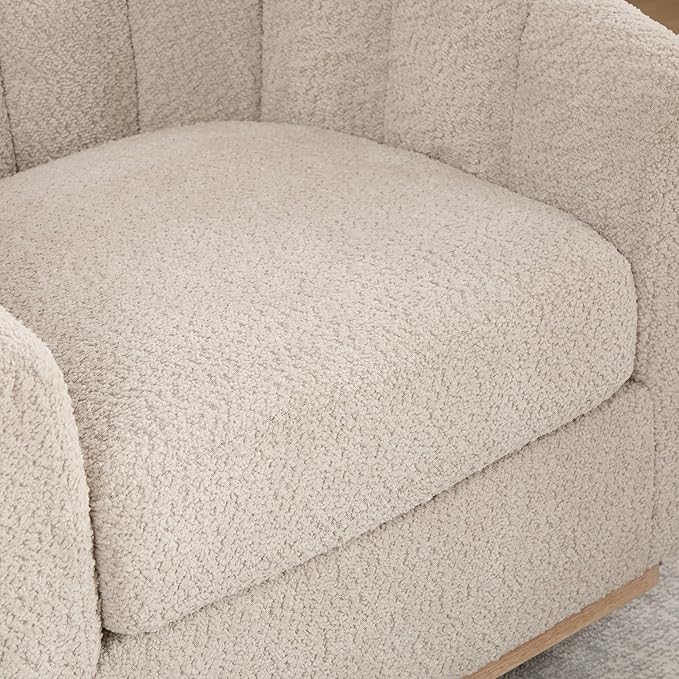Swivel Accent ChairModern Barrel Chair with 360° RotationChenille Fabric UpholsteryFoam Cushion &amp Pocket Spring SeatSturdy Round BaseCozy Pumpkin Armchair for Living Room Bedroom OfficeWheat
