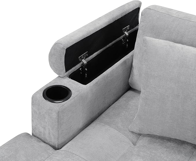 Eafurn Oversized U Shaped Sectional Sofa Tufted Couch w/Left Chaise 6-Seater Chenille Convertible Corner Couches w/Cup Holders Storage Armrest and USB Ports