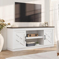 GarveeHome Farmhouse TV Stand for 70/75 in TVs 65 in Long Entertainment Center w/ 2 Door &ampOpen Storage Shelf Rustic Fluted Television Consoles Stands for Living Room Bedroom