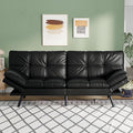 Opoiar 71 L Covertible Futon Sofa BedFaux Leather Futon Couch Memory Foam Modern Loveseat Sleeper Small Splitback Sofa Couches for Living RoomRVHome OfficeApartmentBlack