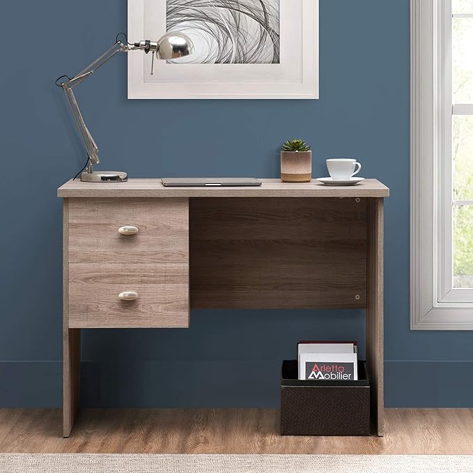 39.5 Modern Computer Desk 2-Drawer Home Office Writing Workstation with A Simulated Cherry Wood Finish Table Top for Home Office