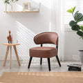 Modern PU Leather Upholstery Chair Living Room Leisure Sofa ChairArmless Reading Chair for Living Room Bedroom Waiting Room with Rivet Trimfor Bedroom Home ReceptionBrown