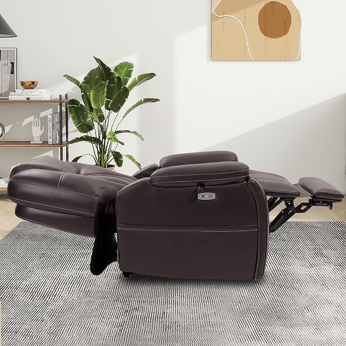 EONIX Triple Motor Lay Flat Power Lift Recliner Chair for Elderly with Adjustable Headrest 400lbs Electirc Lift Chair for Living Room Lumbar Pillow Extended Footrest Dark Brown
