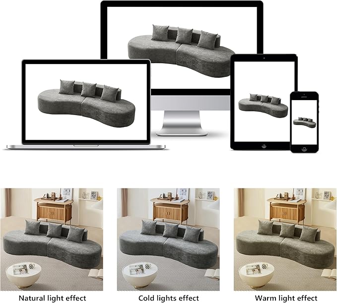 109 Modern Curved Sofa Raindrop Velvet Fabric 5 Seater Curved Shaped Sectional Couch for Living Room Bedroom Office No Assembly