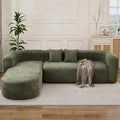 109.4 Sectional Couch with L-Shaped Chaise Boneless Modular Sectional Sofa Soft Chenille Sofa with Deep Seat for Living Room No Assembly(Left-Facing Chaise Green) | Breaathable Material