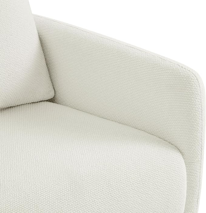 Modern Swivel Accent Chair 360° Rotating Round Barrel Armchair with Performance Fabric Upholstery for Living Room Bedroom Office Reading Nook SingleCream