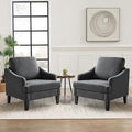 Bezseller Modern Accent Chairs Set of 2 Comfy Upholstered Living Room Chairs Cozy Mid-Century Armchair with Wood Legs Single Sofa Chair for Living Room Bedroom Apartment Reading Spaces Dark Grey