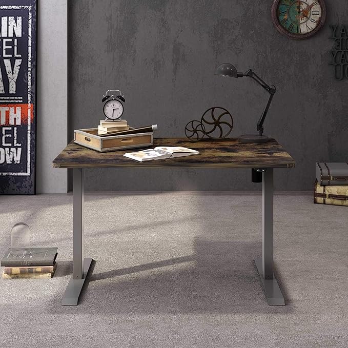 FLEXISPOT EN1 One-Piece Standing Desk 48 x 24 Inches Height Adjustable Electric Desk (Silver Frame + Rustic Top 2 Packages)